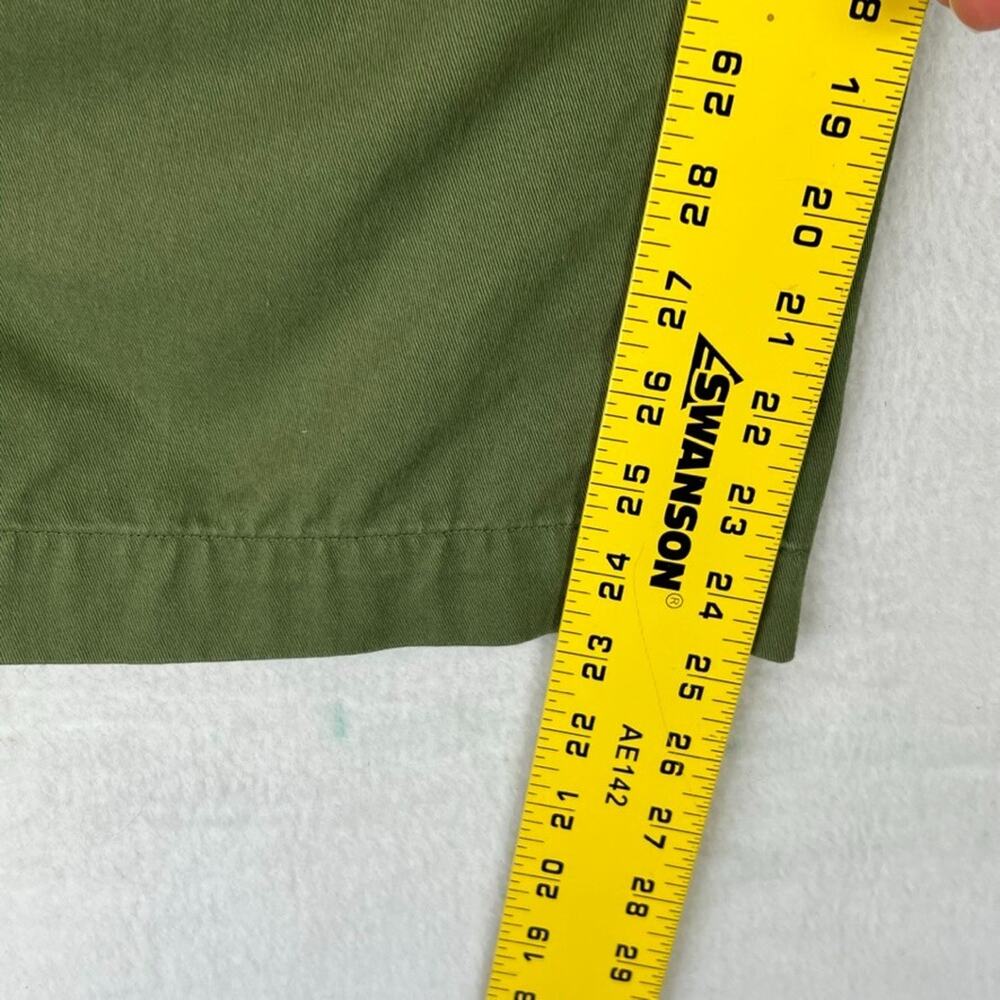 Nano & Co Pants Women's Size 38 Green Pleated Front Wide Leg Slash Pocket Chino - Picture 9 of 10